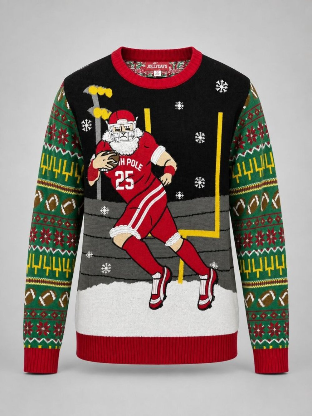 Santa Football Ugly Christmas Sweater Size 3XL Jolliday Festive Holiday Pullover